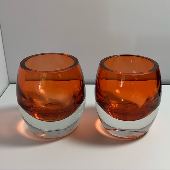 Target Orange & Clear Glass Votive Candleholders, [Set of 2] - Picture 2 of 9